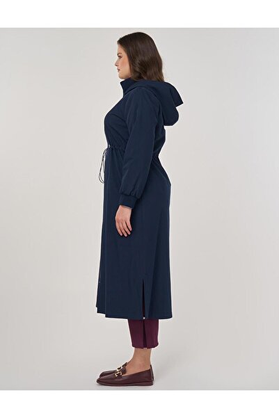 Kayra Kapüşonlu Dik Yaka Kap Koyu Lacivert
