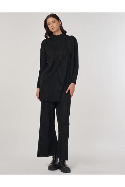 Kayra Relaxed Cut Knitwear Trousers Black