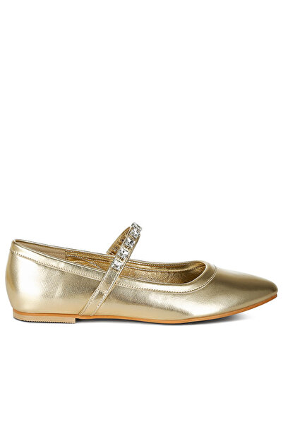 london Rag راقصة باليه ماري جين معدنية للنساء باللون الذهبي