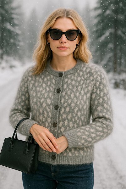 trivvy Leopard Patterned Soft Knitwear Cardigan