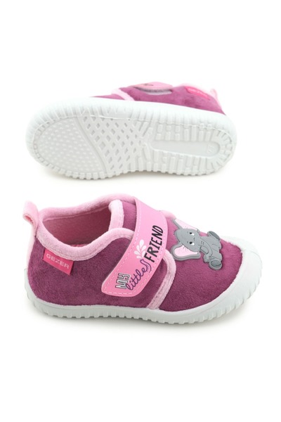 GEZER Girl's Winter Single Velcro Adjustable Comfortable Sole Home, Garden, School, Nursery Slippers Shoes