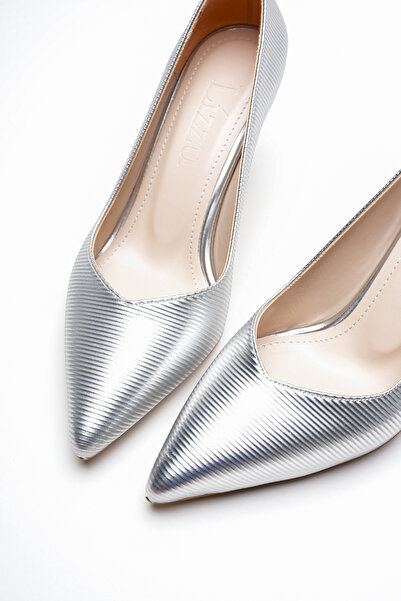 Lizzu Women's Elegant Heeled Pointed Toe Stiletto Harly Silver