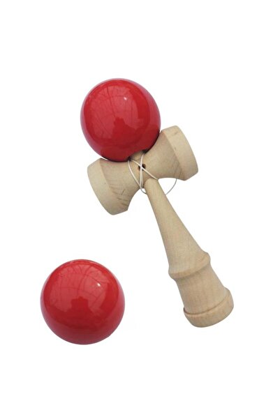 OEM Kendama profesionala, Bila din lemn, Rosu lucios, 48KD, 5 ani+