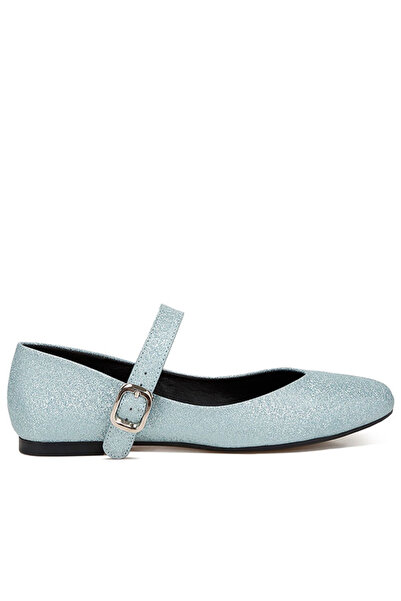 london Rag Women Glitter Pin Buckle Ballerinas in Baby Blue