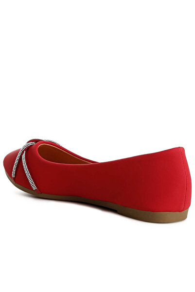 london Rag Women Rhinestone Faux Leather Ballerinas in Red