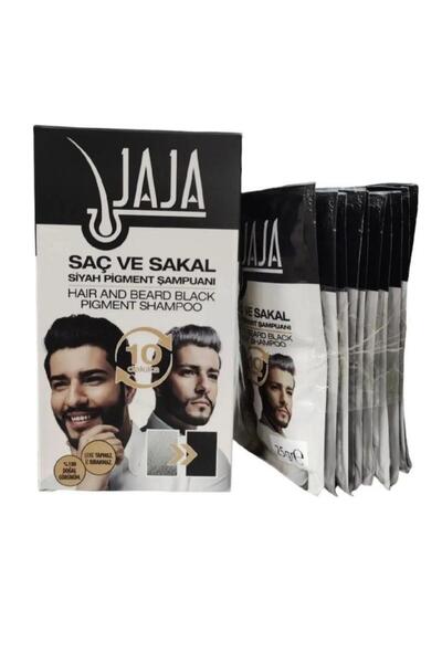 JA Jaja Saç ve Sakal Siyah Pigment Şampuanı Siyahlaştırıcı Şampuan 25gr x 10 ...