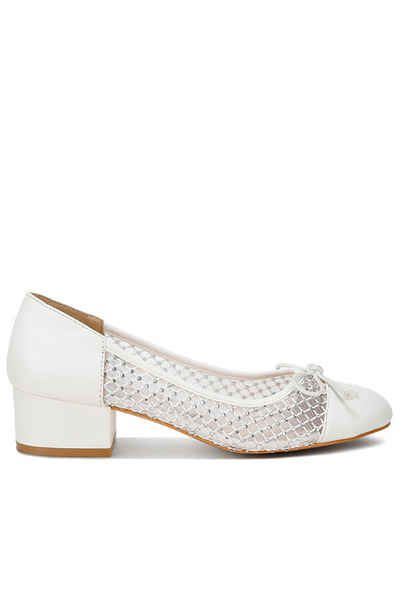 london Rag Women Rhinestone Detail Mesh Ballerinas in White