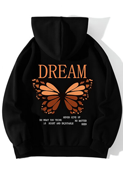 classy moda Hanorac unisex imprimat cu glugă |   Dream Written Butterfly Patt...