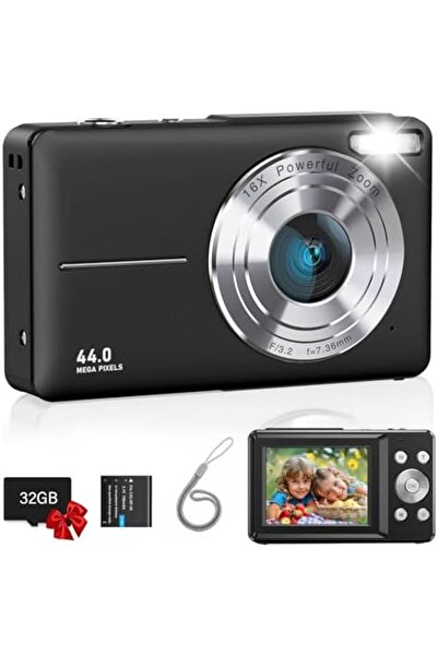 Prosight Digital Camera, FHD 1080P Kids Camera With 32GB Card, 16X Digital Zoom, 44MP Compact Point