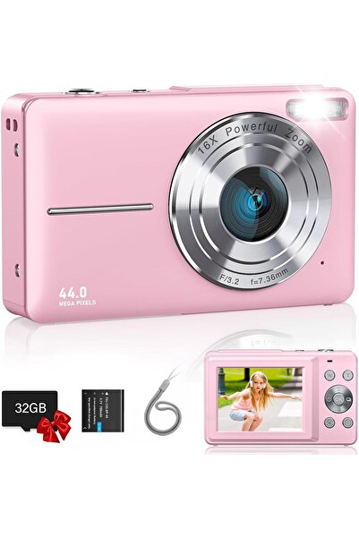 Prosight Digital Camera, FHD 1080P Kids Camera With 32GB Card, 16X Digital Zoom, 44MP