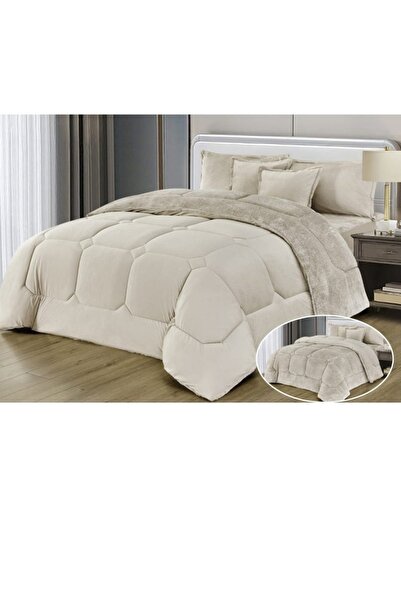 Moon Premium Double-Sided Winter comforter, Velvet and Fur - 6-Piece Comforter Set, 250x230cm