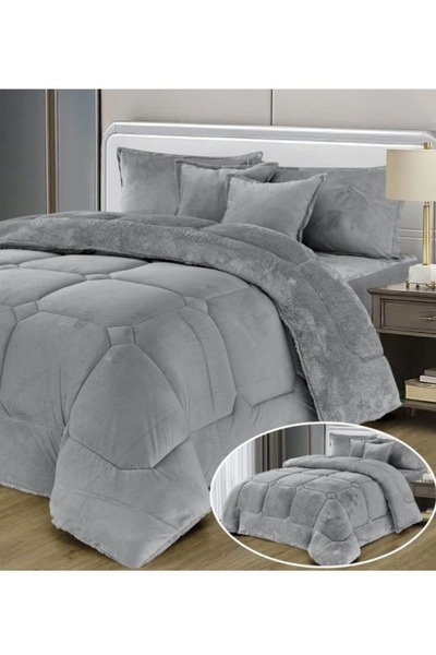 Moon Premium Double-Sided Winter comforter, Velvet and Fur - 6-Piece Comforter Set, 250x230cm
