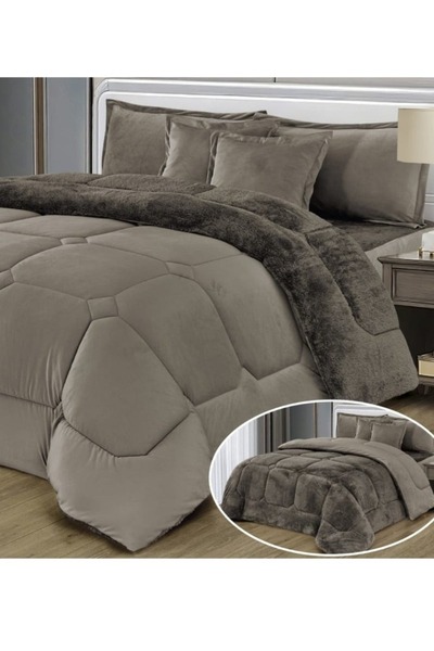 Moon Premium Double-Sided Winter comforter, Velvet and Fur - 6-Piece Comforter Set, 250x230cm