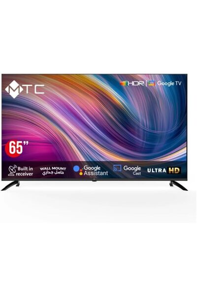 MTC تلفزيون ذكي 65 بوصة، Ultra HD 4K، Google TV، جهاز استقبال مدمج
