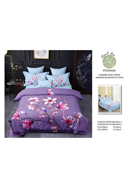 FIONNA.RO Lenjerie De Pat Finet Premium - Mov/Flori Roz