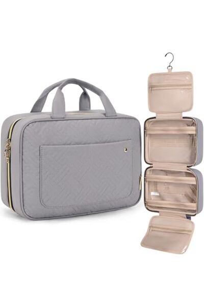 BAGSMART Toiletry Bag Travel Bag with Hanging Hook, Water-resistant Makeup Cosmetic Bag Travel Organ