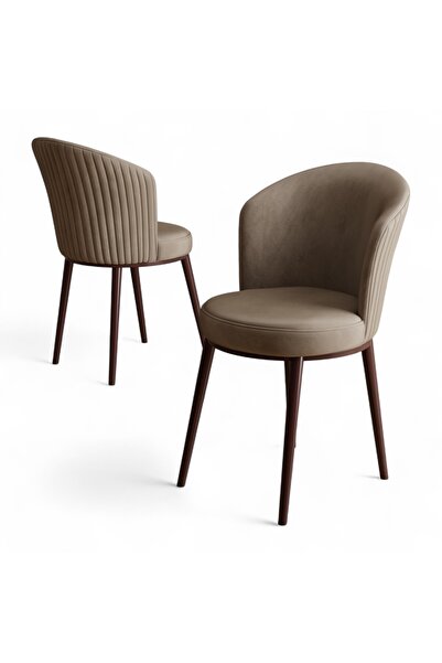 Canisa Risa Serisi 4 Adet Mutfak Sandalyesi Kahverengi Metal Ayak 1.Sınıf Babyface KumaŞ