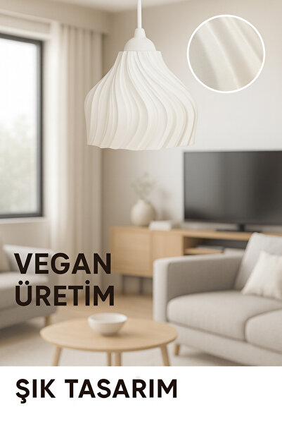 APJ STORE SINCE 2020 Krema Beyaz Avize Yatak Odası, Mutfak, Oturma Odası Tasarım Tekli Sarkıt Avize (Vegan PLA)