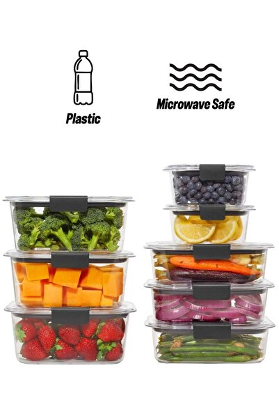 RUBBERMAID مجموعة حاويات بريليانس محكمة الغلق لتخزين الطعام - 16 قطعة، لتحضير الوجبات، مانعة للتسرب