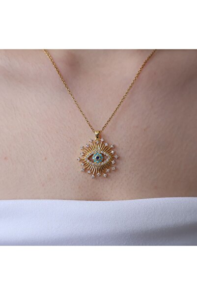 leargia قلادة إيفارا الفولاذية - العين الزرقاء