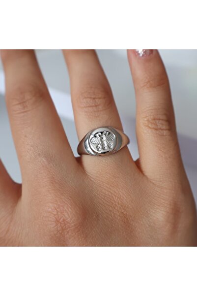 leargia خاتم كاستيل الفولاذي - نحلة - فضي