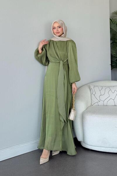 Şulemoda Giyim Pırıl Bağlamalı Abiye Haki