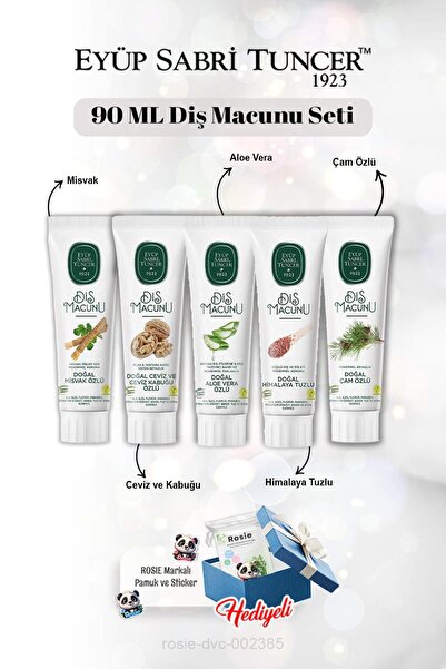 Eyüp Sabri Tuncer مجموعة معجون أسنان 90 مل - هيمالايا، الصبار، ميسفاك، الجوز ...