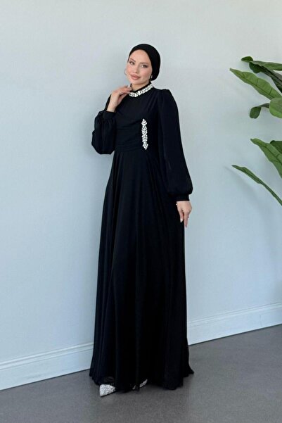 Şulemoda Giyim Başak Şifon Abiye Siyah