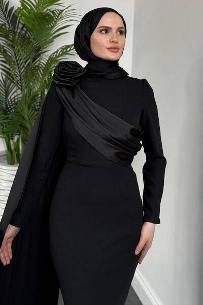 Şulemoda Giyim Βραδινό φόρεμα Hayes με ουρά μαύρο