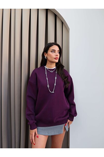ESRAHELVACI Purple Oversize Ribbon Sweatshirt