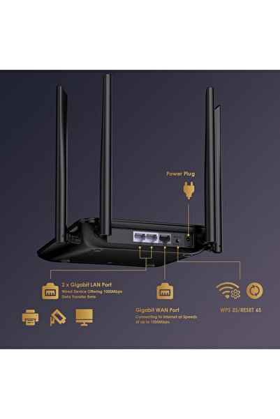 Generic WAVLINK AC1200 Dual-Band WiFi Router (WN530HG4) - Gigabit Ethernet, MU-MIMO, Beamforming