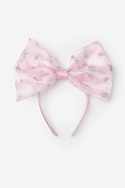 Le Mabelle Pembe Yıldız Desenli Organze Fiyonk Kız Çocuk Taç