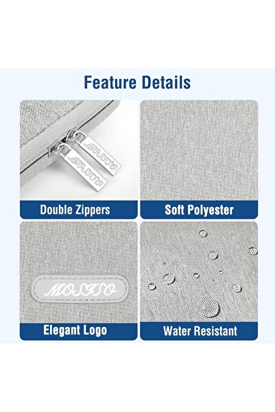 Generic MOSISO Laptop Sleeve 15-inch Polyester Vertical Case with Pocket - Gray