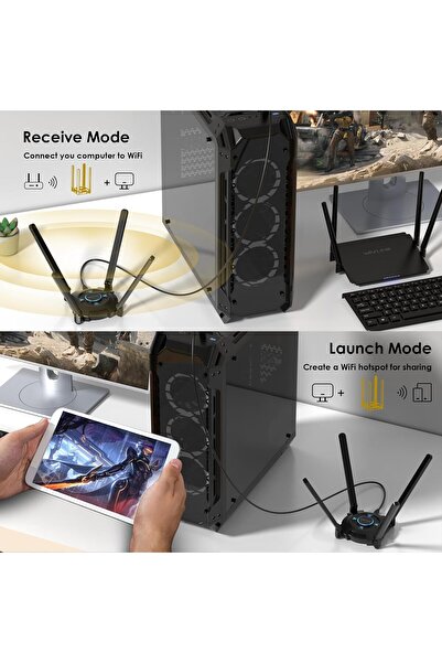 Generic WAVLINK AX5400 USB WiFi 6E Adapter, Tri-Band 6/5/2.4 GHz, 4x5dBi Antennas, USB 3.0, Windows 10/11