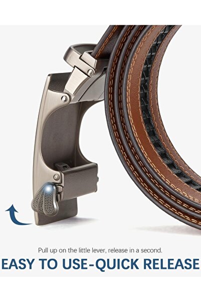 BOSTANTEN Men's Leather Ratchet Belt - Adjustable Dress & Casual, Trim to Fit