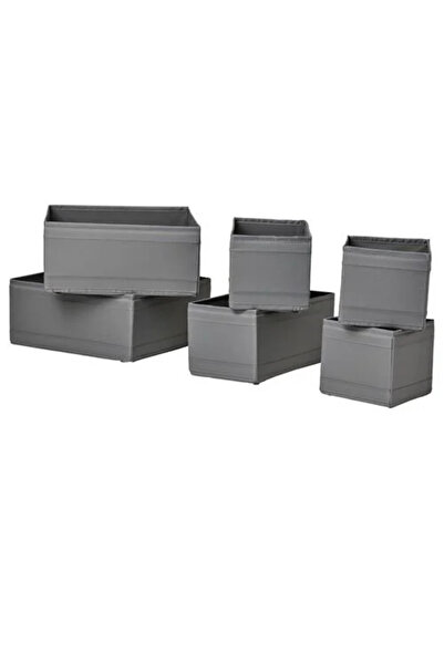 IKEA Premium Product Durable Sturdy Stylish Design Fabric Closet Drawer Organizer 6 Piece Bin Set Skubb