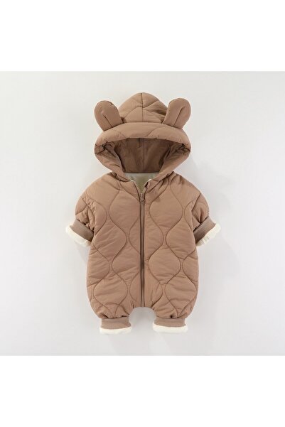 Flippy Winter Overalls, Flippy, for Babies, Cotton, with Ears, Elastic Cuffs, Unisex, 73 cm, Brown