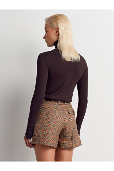 Dilvin 71666 Belted Double-Legged Shorts with Pockets - Brown