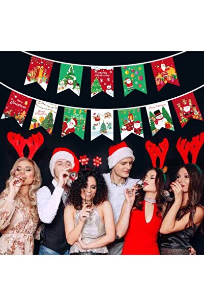 Flippy Christmas Decoration Banner, 12 Pieces, for Door or Wall, Multicolor, String Included, Model