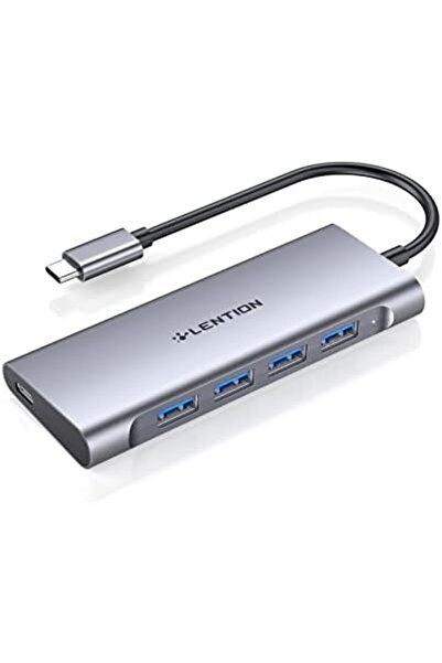 LENTION USB C Hub with 4 USB 3.0 Ports and Type C Charging Compatible 2023-2016 MacBook Pro, New Mac