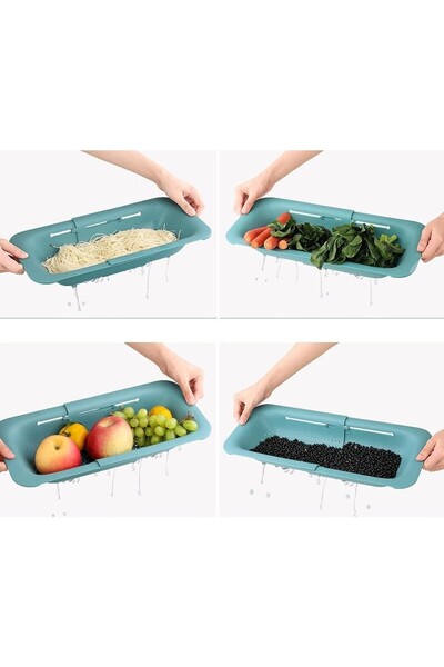 Flippy Kitchen Sink Draining Basket, Flippy, Plastic, Telescopic, 36x20x5 cm, Green
