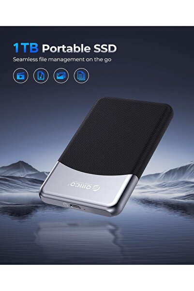 Orico 1TB External SSD with 2 in 1 USB C Cable, Portable Solid State Drive USB 3.2 Gen 1 Up to 460MB