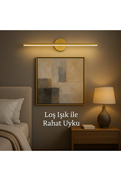 luxshome Modern Kablosuz Tak Çalıştır Ledli Pilli Aplik Banyo Tablo Ayna Aydınlatma Eskitme Gold Pil Dahildir