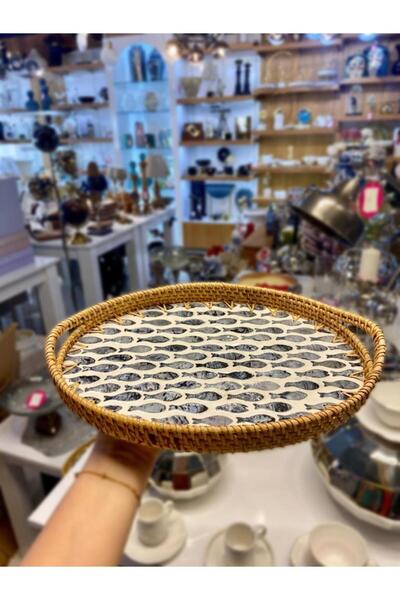ÇIRPAN EV BALIK DESEN OVAL RATTAN TEPSİ 30X20CM