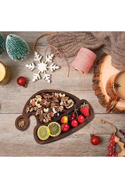 Flippy Christmas Themed Wooden Plate, Flippy, Rounded Edges, Santa Hat Model, Brown