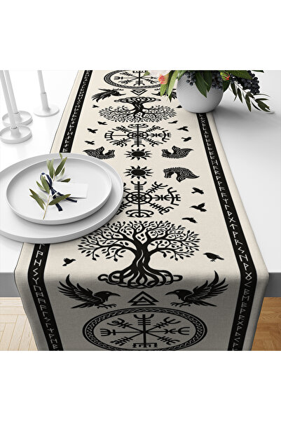 Else Dekor Διακοσμητικό ρολό με ρετρό σχέδιο δέντρου της ζωής με ψηφιακή εκτύπωση που πλένεται 40x140cm