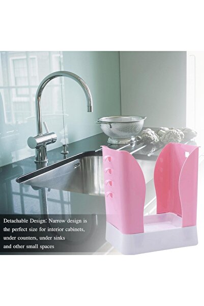 easybox Flippy Extensible Plastic Trash Bin, Adjustable Foldable, Universal, 21x25x17 cm, Pink/White