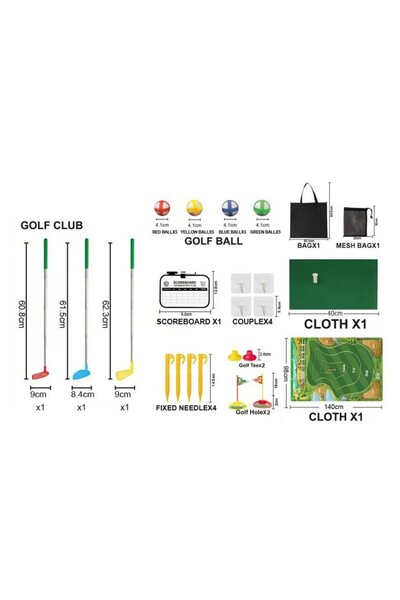Flippy Interactive Golf Set Flippy, Parent-Child Interaction, Golf Mat, 140 x 98 cm, 4 Velcro Balls, 3 Adju