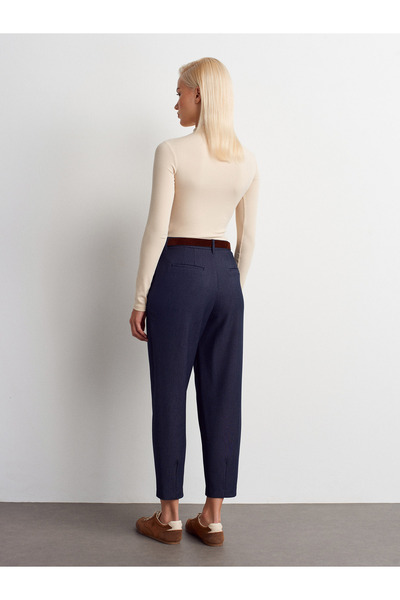 Dilvin 72175 Belted Trousers-Navy Blue