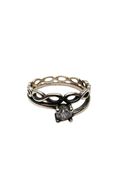 Jolie Silver 925 Woven Ring with Stone M59